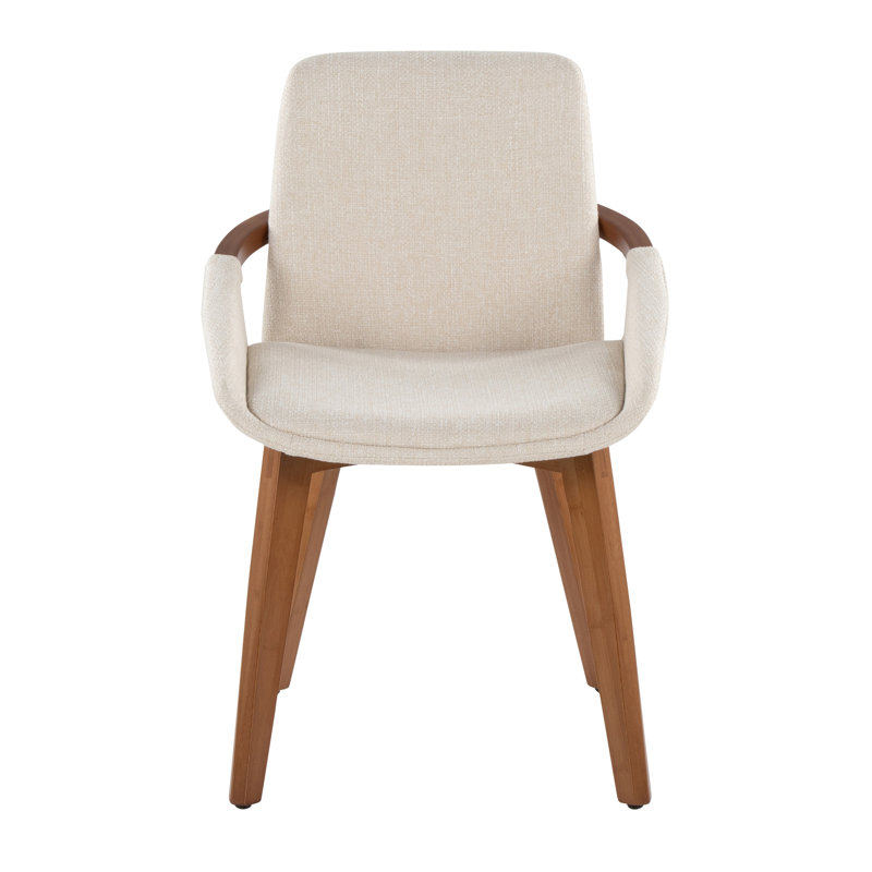 Chaise en bambou noyer et tissu crème