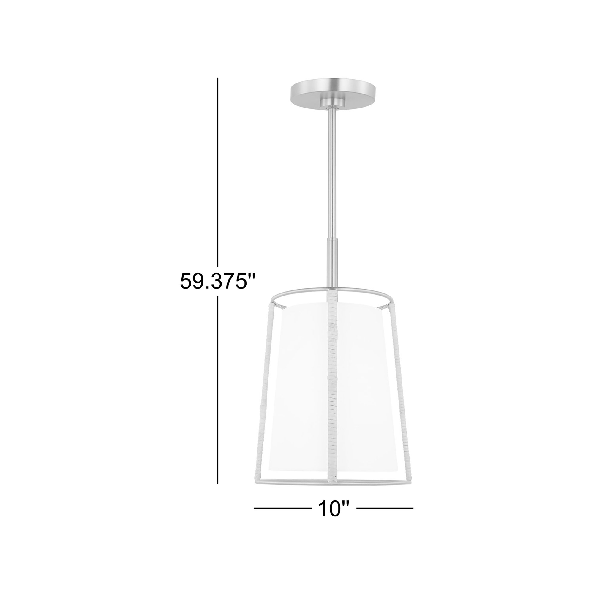 Roanne 1-Light Medium Hanging Shade, Fabric, Satin Brass