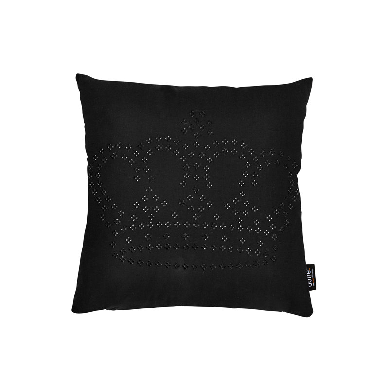Crown Square Throw Cushion, Black/Black