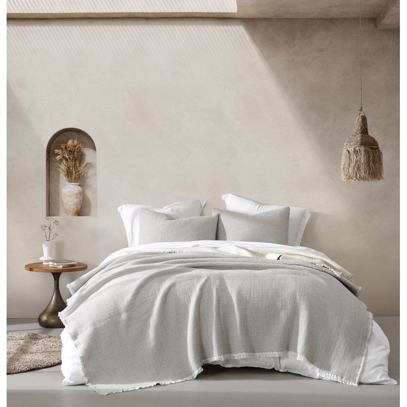 Muslin Cotton Quilt, Queen Quilt, Fog