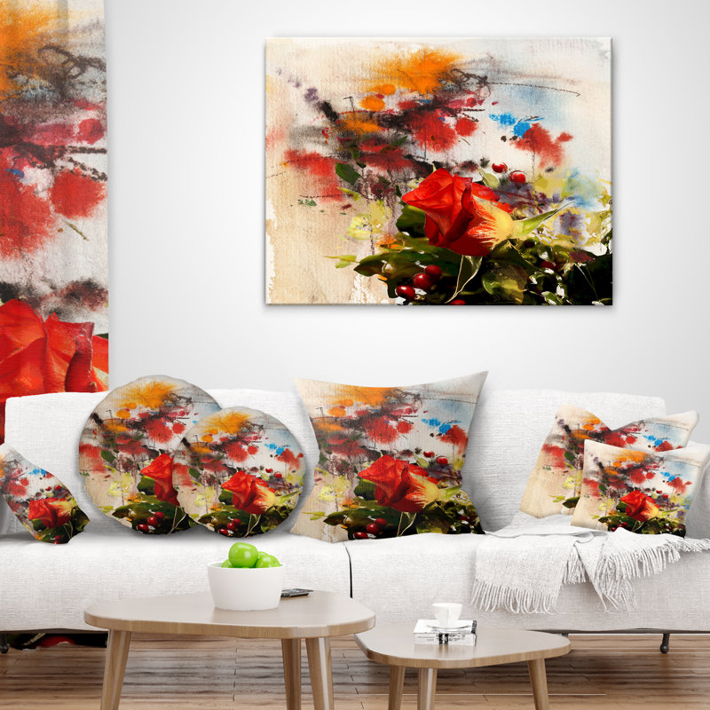 Coussin décoratif roses florales et ensoleillées de la journée ensoleillée