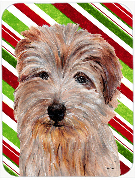 Planche à découper en verre de noël caroline de canne à sucre Norfolk Terrier
