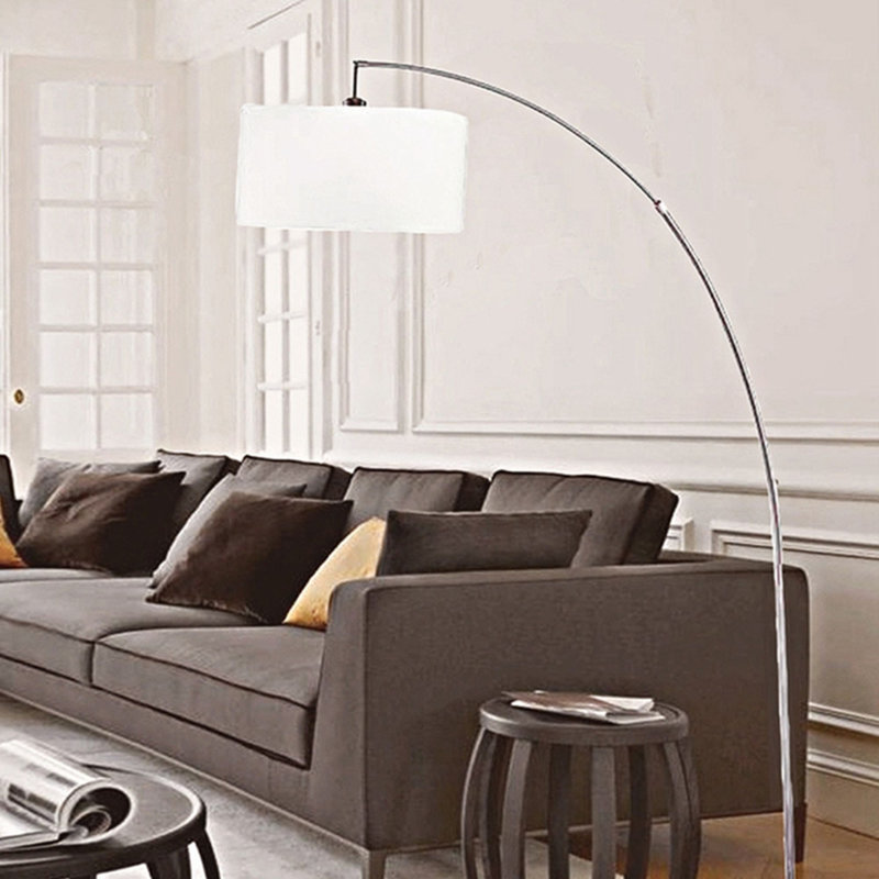 86" Tall Metal Floor Arc Lamp, Multicolor, White