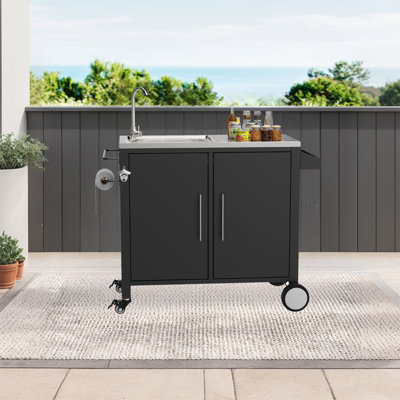 Évier et armoire en acier inoxydable 304, chariot de barbecue extérieur