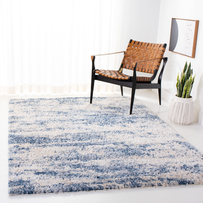 Tapis beige / bleu Mercurio, Rectangle 4 pi x 6 pi