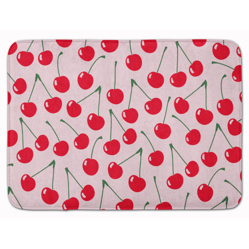 Tapis antidérapant pour salle de bain Cherries, Rose