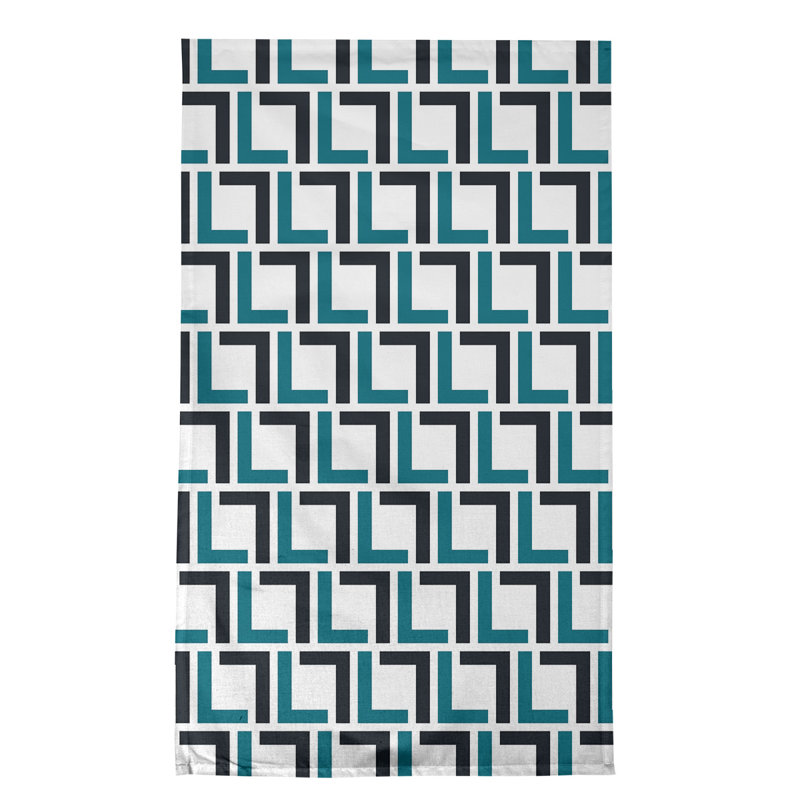Torchon Maillard, polyester, Or / bleu sarcelle / blanc
