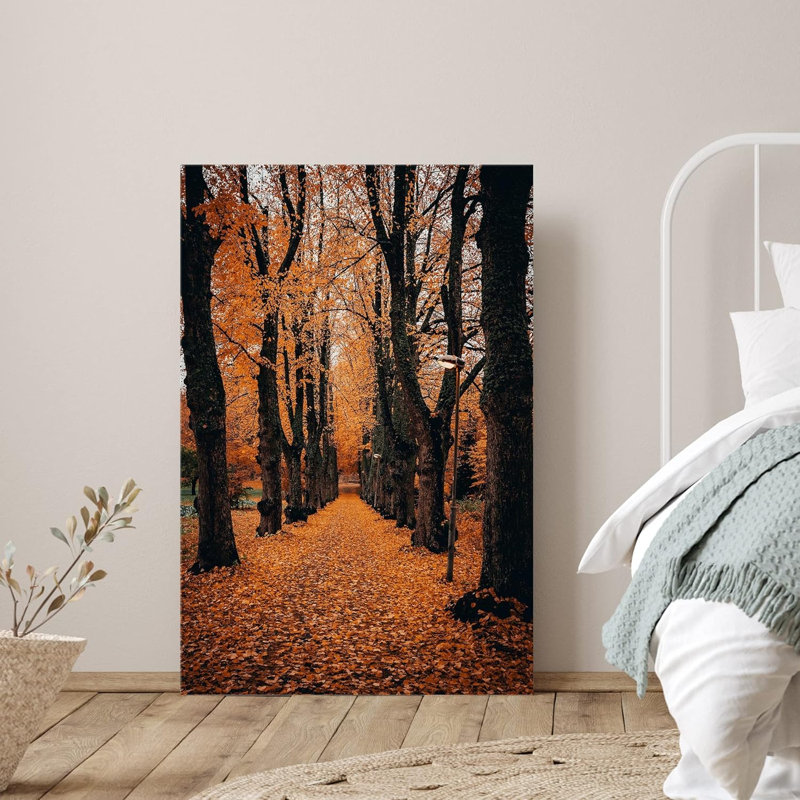 Automne automne «Orange Autumn Garden Path Nature Forest Trees» sur, H 24 po x l 16 po, Toile tendue