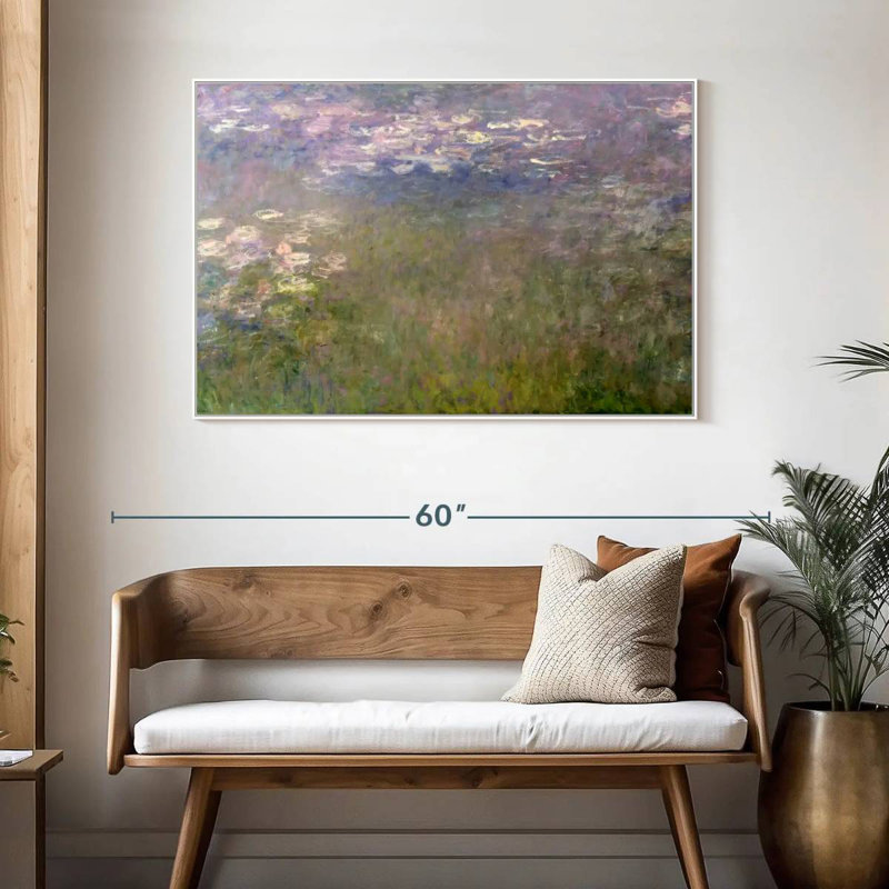 Nymphéas VI, 46 po x 31 po, Cadre flottant blanc
