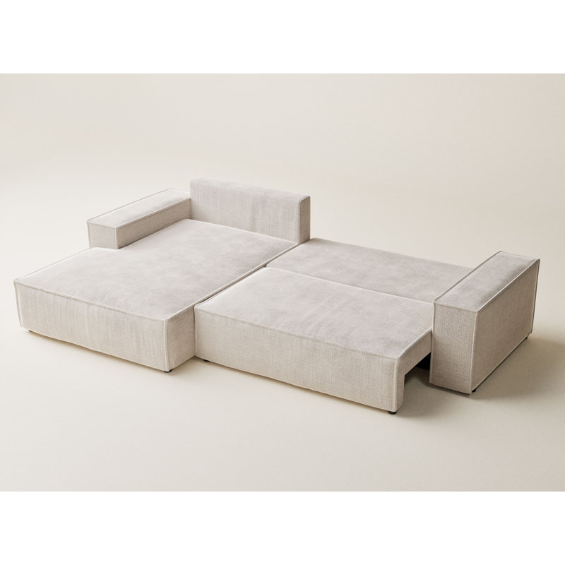 5 Seater Reclining Corner Sofa , Cream Polyester/Chenille, Left Hand Facing