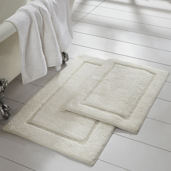 Microfiber Memory Foam Bathmat – Oversized Padded Nonslip Accent Rug for  Bathroom, Kitchen, Laundry Room, Wave Pattern by Somerset Home (White)