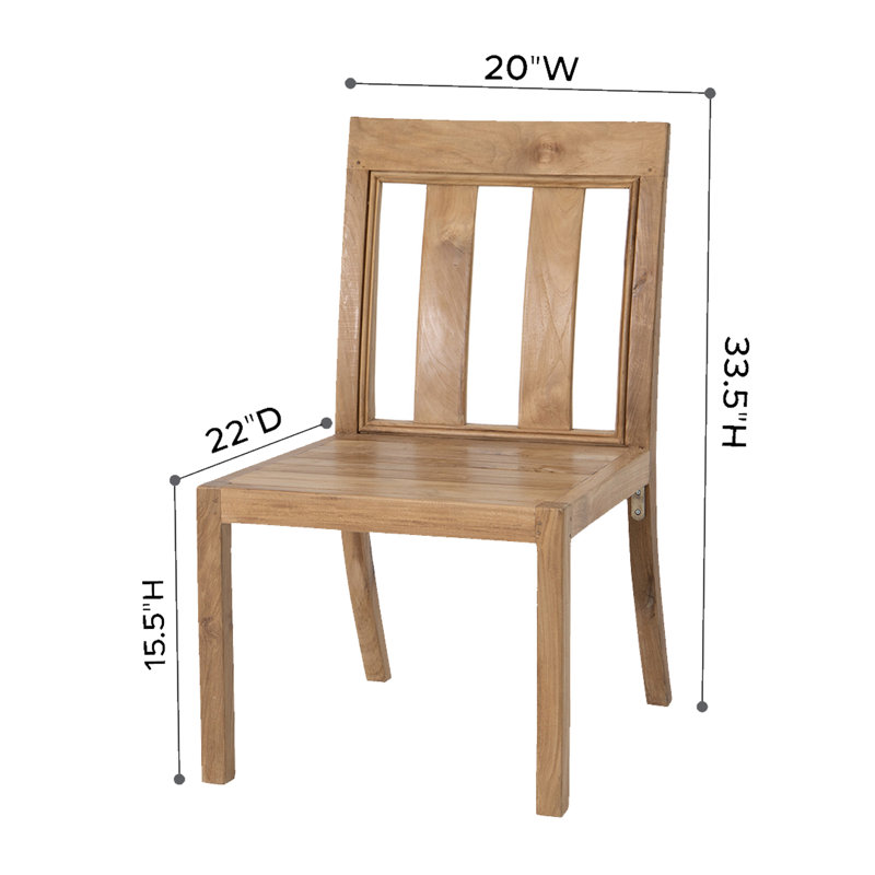 Chatsworth Teak Outdoor Dining Armless Chair (Set of 2), White