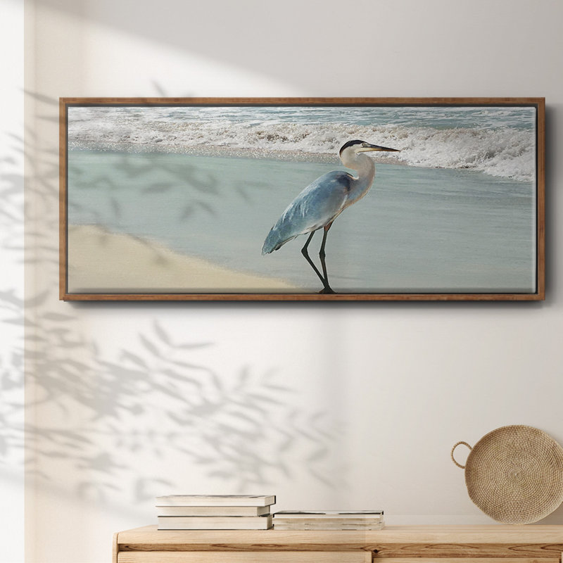 Beach Set Heron- Framed Canvas