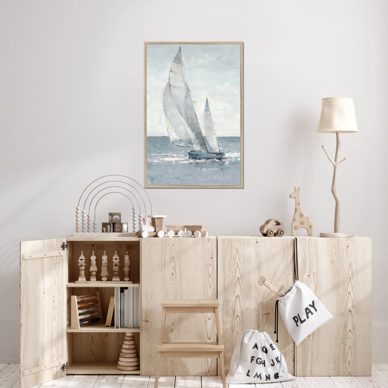 Gray Seas I 1 Piece Painting, 95cm H x 65cm W, Natural Wood Framed Paper Print