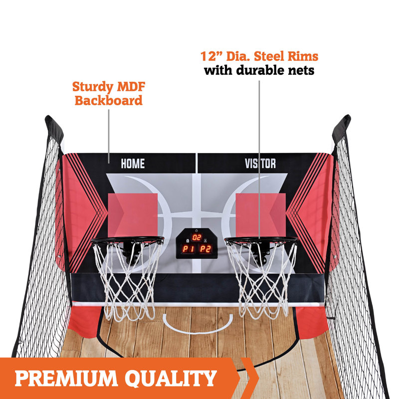 84" Tall Red and Black Indoor Arcade Basketball Game with Steel Frame