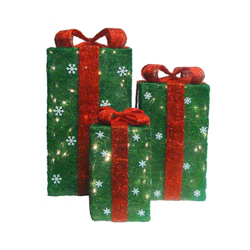 Ensemble de 3 décorations de Noël en sisal vert