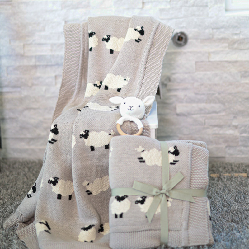 Sheep Knitted Throw Blanket
