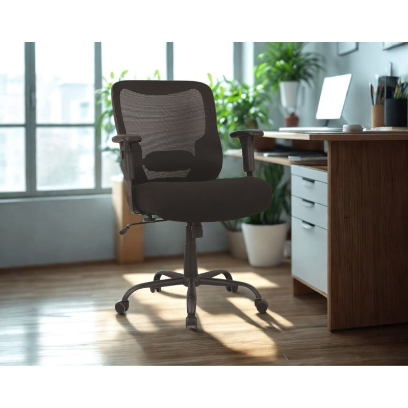 Chaise de bureau Cush Big & Tall - capacité de poids de 400 lb, qualité commerciale, noir