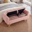Banc rembourré en velours côtelé de 57 po de conception moderne avec pieds de rangement en bois pour chambre à coucher, couloir rose