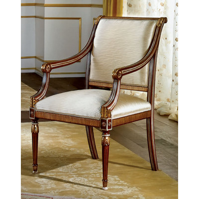 Muslin Upholstered Arm Chair in Taupe