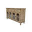Buffet 59,06 pouces en bois vieilli avec 3 tiroirs et 4 portes en verre pour un rangement et une présentation polyvalents-128514884