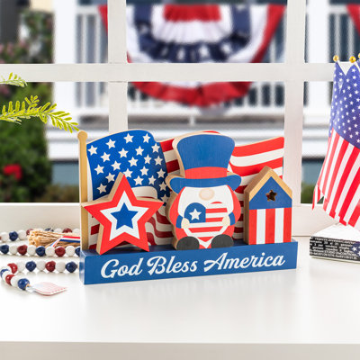 Patriotic Wooden Block Table Decor - Americana Rustic Blocks
