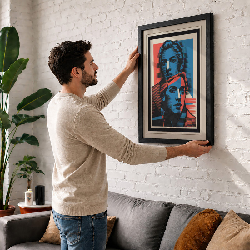 Portraits Pop Art - Framed Print, Walnut, A4 - 29.7 x 21.0 cm