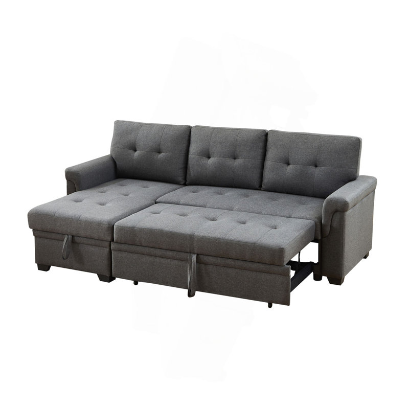 Canapé-lit modulaire réversible en lin gris foncé Hunter 84 po avec rangement Hunter