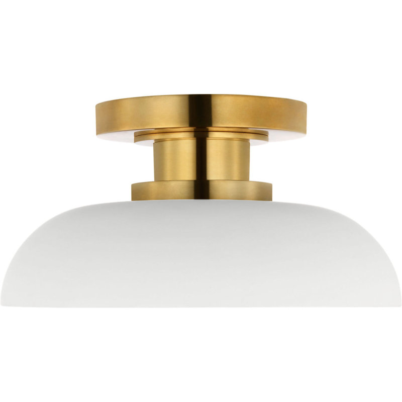 Cyrus 8" Flush Mount with White Glass, Hand-Rubbed Antique Brass