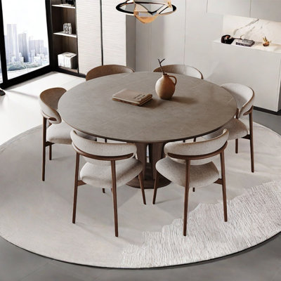Sintered stone round dining table set