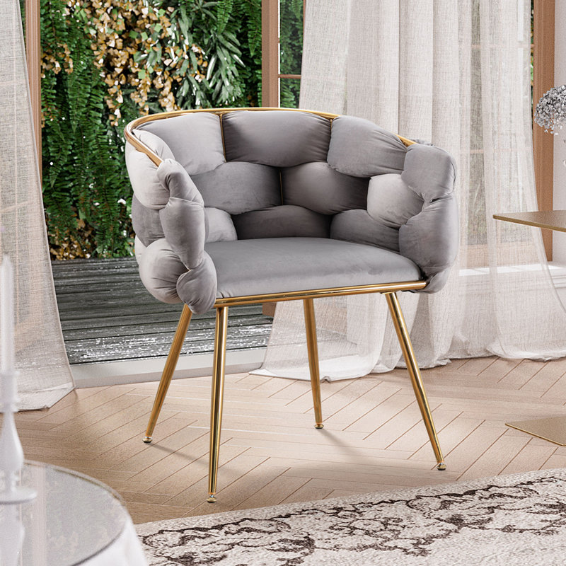 Hummera Upholstered Accent Chair, Gray Velvet, 1