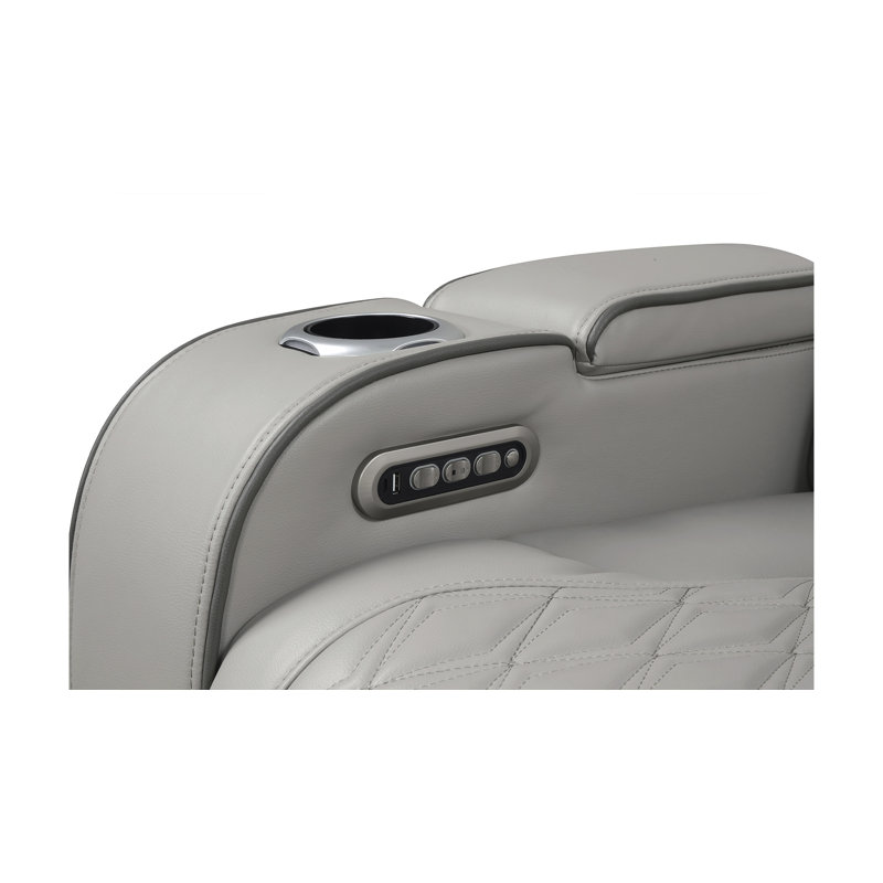Nostrand Power Reclining Massager Sectional With LED & Bluetooth speaker, Gray