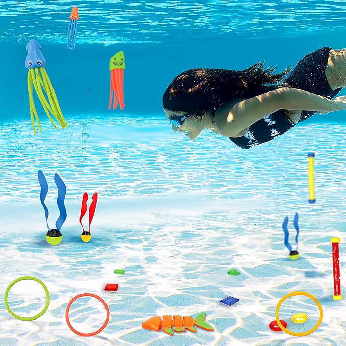 30 Pcs Diving Pool Toys with Storage Bag