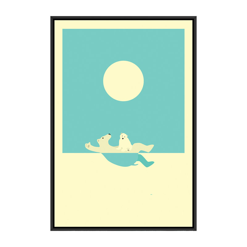 Art encadré, cours de natation II, H 60 po x l 40po x P 1,5 po, Toile avec cadre noir