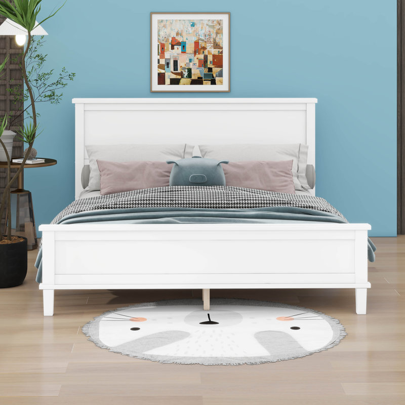 Lit plateforme en bois Burt, Blanc, Grand lit