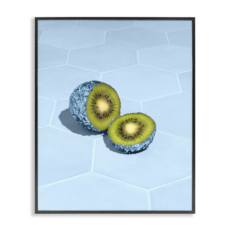 Giclée encadrée Kiwi Blue Glimmer, design par Lish Creative, 14 X 11, Giclée noire de minuit encadrée