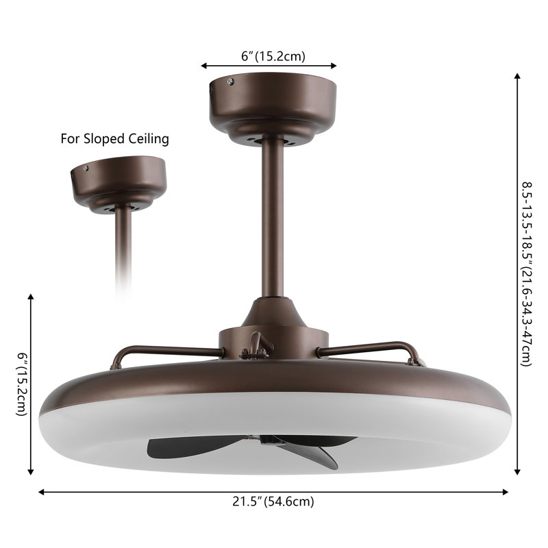 Ventilateur de plafond à DEL à intensité variable et mobile 21,5 po Piero 21,5 po Piero, Bronze espresso foncé, Noir