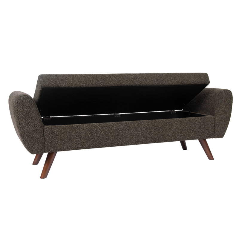 Amsi Upholstered Storage Bench, Dark Brown Boule