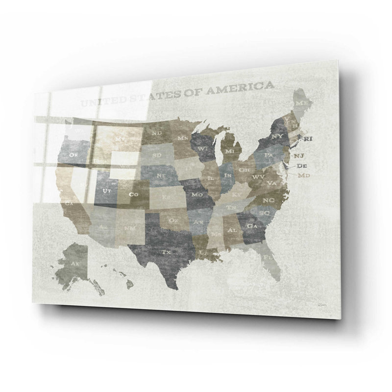 «Slate US Map» par Sue Schlabach, art mural en verre acrylique, H 16 po x l 24 po x P 0,2 po