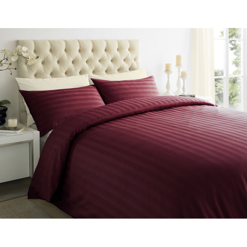 Satin Solid Colour Duvet Cover Set with Pillowcases, Maroon, Super King - 2 Standard Pillowcases