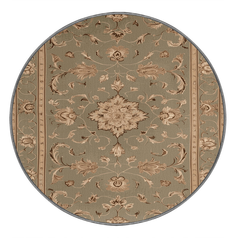 Tapis brun français lavable à la machine, Rond 7 pi