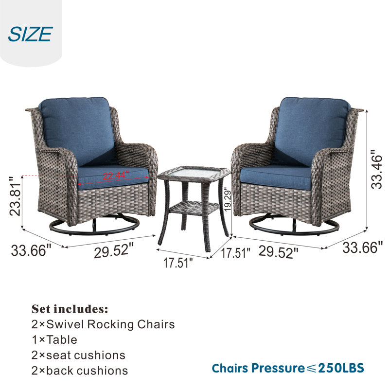 Tommy Outdoor Chair, Grey, Denim Blue