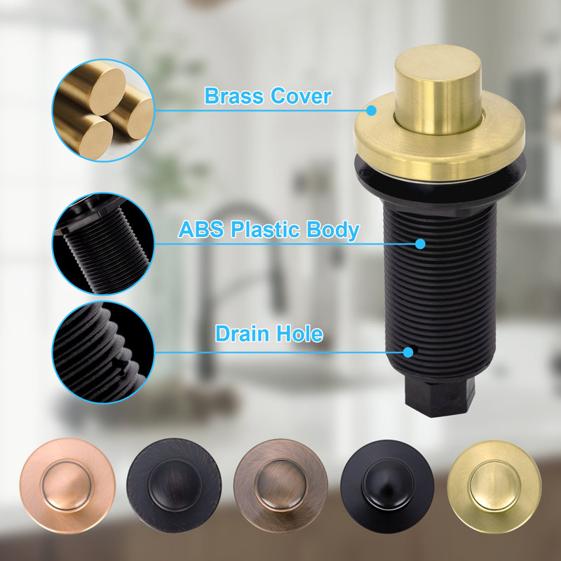 Brushed Gold Brass Garbage Disposal Air Switch Kit