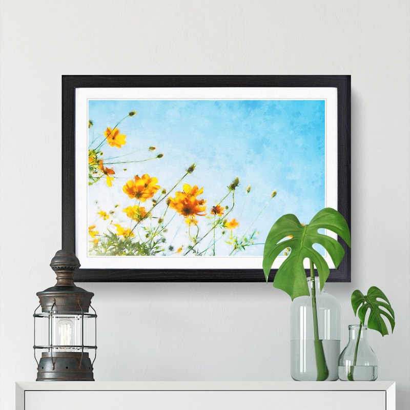 Yellow Flowers - Picture Frame Painting Print, 40cm H x 60cm W x 2cm D, Black Framed