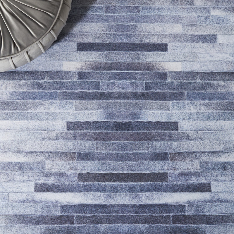 Faux Hide Rimon Machine Washable Area Rug In Grey, Runner 76 x 244 cm