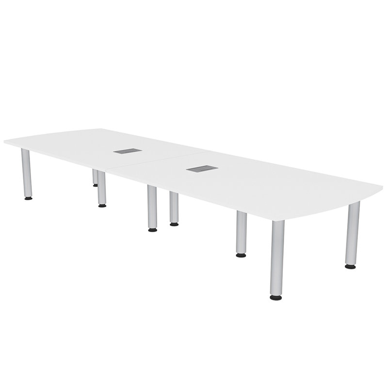 Table de conférence Arc, Argent argent, L 144 po x l 48 po, Blanc classique