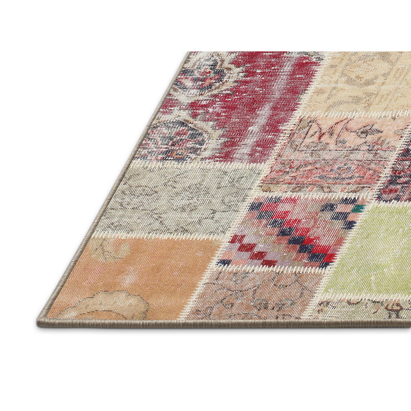 Tapis contemporain gris / beige / brun, Rectangle 5 pi x 7 pi