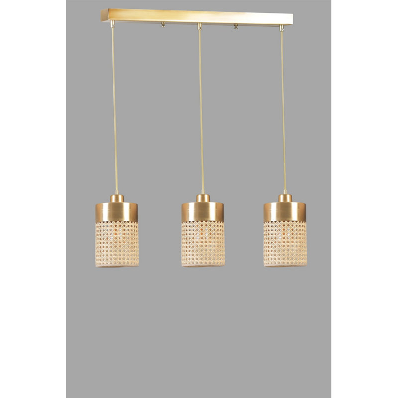 Chandle Chandelier, Gold/Rattan