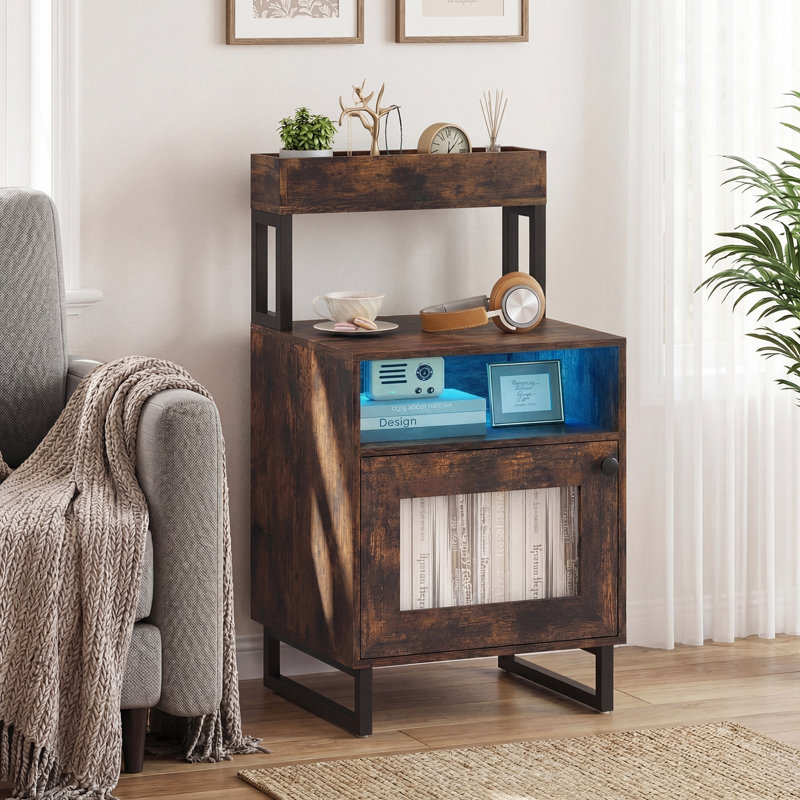 45cm W Manufactured Wood Bedside Table, Brown