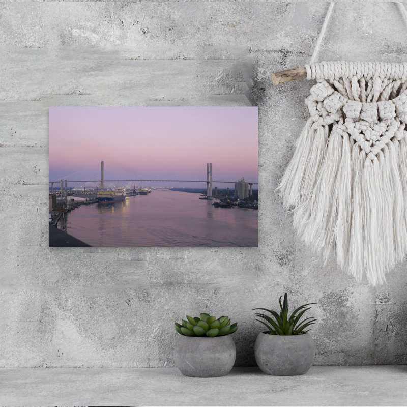 Bridge Across A River Talmadge Bridge Savannah River Savannah Atlanta Georgia USA by Jerry Driendl Photography - Wrapped Canvas Print